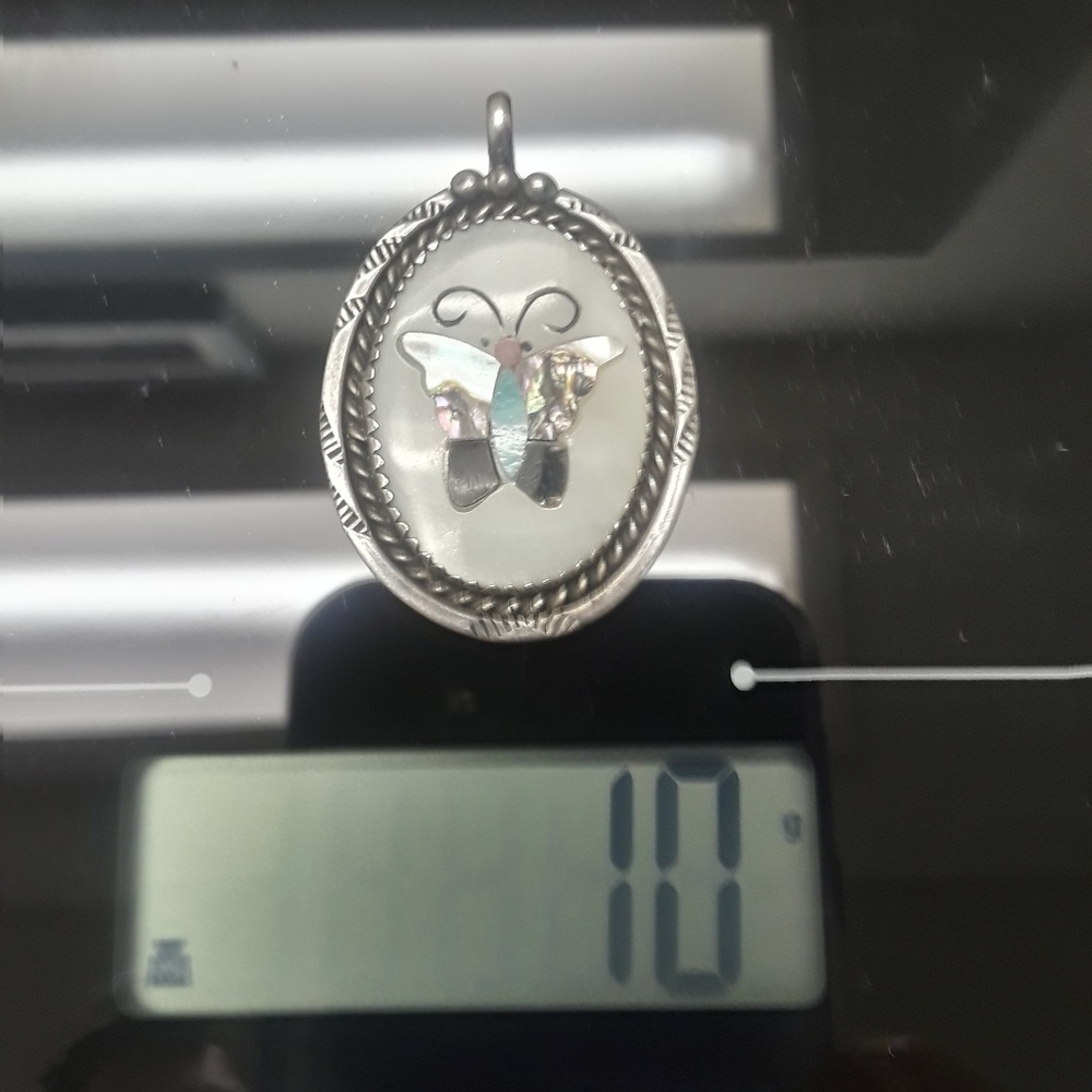 π«SOLDπ«Vintage Sterling Zuni Butterfly Pendant - Picture 7 of 7